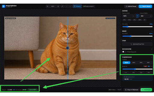 Image Optimizer: Resize, Crop & Compress :: Resize, crop, and compress any image. Works with all popular formats including HEIC. 100% private, 100% local, zero uploads.