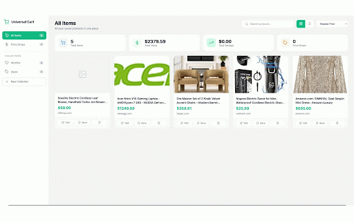 Universal Cart :: Save products from any website into one unified cart and track prices