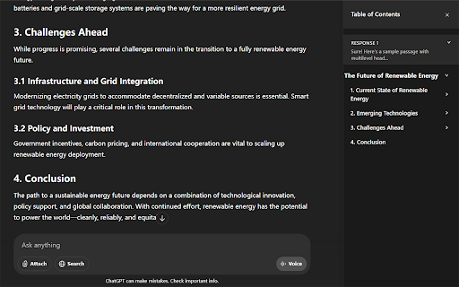 ChatGPT Table of Contents :: Display a table of contents for ChatGPT generated content in a right sidebar