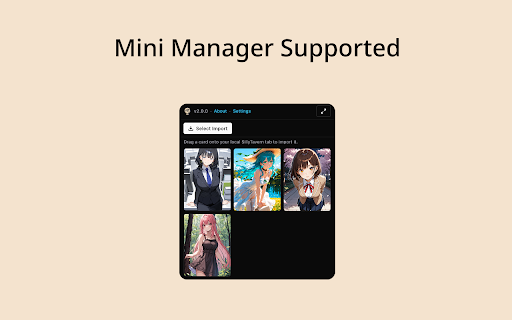 Character Card Manager (for Silly Tavern) :: A browser extension for managing local SillyTavern character cards. Quickly create, edit, and export character cards.