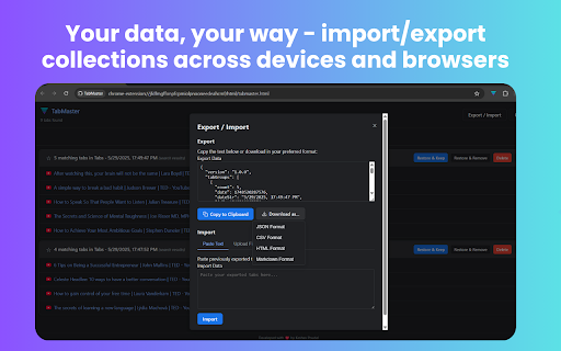 TabMaster :: Organize and manage all your browser tabs in one place. Save, restore, and share tabs with ease.