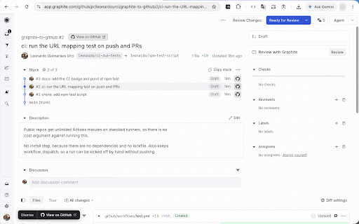 Open in GitHub for Graphite :: Adds a link from a Graphite pull request to the same pull request on GitHub.