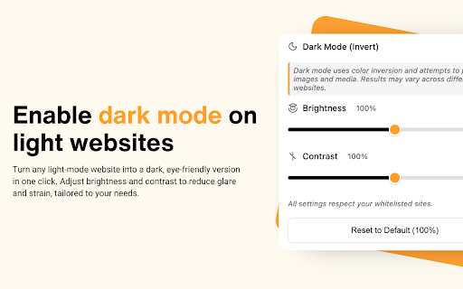 NightScreen Mode: Dark Mode & Eye Strain Relief :: Adjust display settings for comfortable night viewing with BW mode, amber filters, and site whitelisting