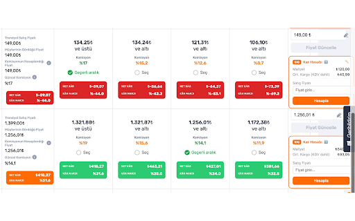 SellerIQ — Kar Hesaplayıcı :: Trendyol komisyon sayfasında ürün bazlı net kar hesaplama. Komisyon, kargo ve stopaj dahil gerçek karınızı anlık görün.