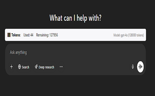 TokenScope - ChatGPT Token Counter :: Track token usage and context window space in ChatGPT. Supports all models: GPT-4o, GPT-4.5, and more.