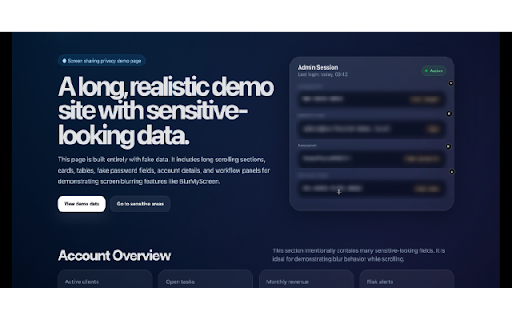BlurMyScreen :: Blur, mosaic, cover or blackout any tab. Regional blur, auto-blur, PIN lock, focus timer & boss screen. 100% local, no data.