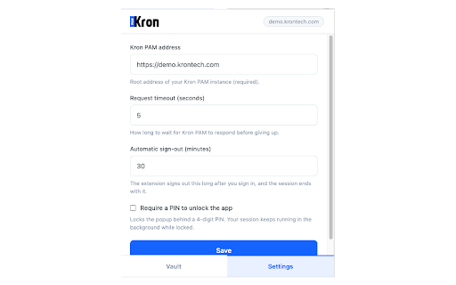 Kron Web Password Filler :: Fills web login forms with credentials from your Kron PAM Password Vault.