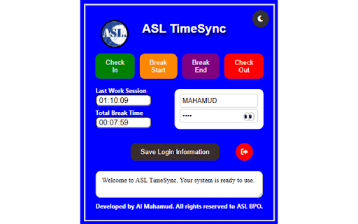 ASL TimeSync :: Workforce time tracking and screenshot monitoring for internal organizational use.