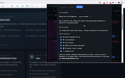 GitHub Pull Request Ultimate :: The ultimate GitHub PR dashboard. Review, approve, merge & get notified. Best way to stay in full control, wherever you are.
