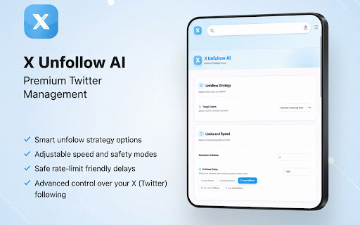 X Unfollow AI – Manage Your Twitter Following List :: Manage your X (Twitter) following, detect users who don't follow you back, and unfollow safely with smart filters.