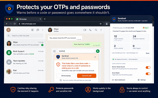 Sentinel — Scam Blocker, Phishing & Privacy Protection :: On-device scam & phishing protection. Warns about risky sites and stops data leaks — private, nothing leaves your device.