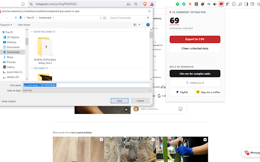 IG Comment Extractor :: Automatically collect Instagram comments with no manual scrolling and export your collected data to CSV.