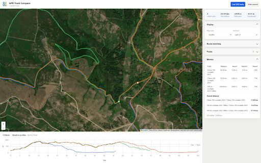 GPX Track Compare :: Compare local GPX tracks on a map and elevation chart.