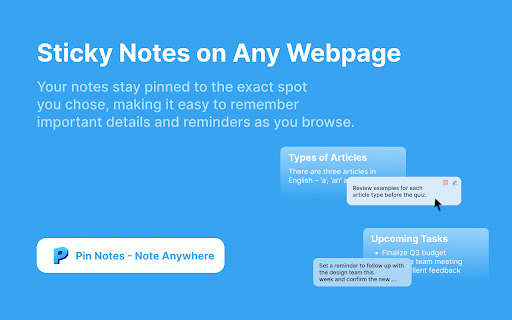 Pin Notes - Note Anywhere :: Leave sticky notes on specific elements of any webpage. Notes persist and are contextual.