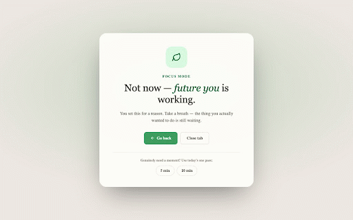 Poise :: Poise — calm, on-device website blocking with flexible patterns, scheduling, daily timers, and a once-a-day pass.
