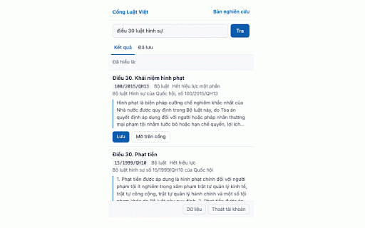 Cổng Luật Việt: tra cứu và lưu điều luật :: Bôi đen số hiệu văn bản hoặc điều luật ở bất kỳ trang nào để tra cứu ngay và lưu vào hồ sơ nghiên cứu.