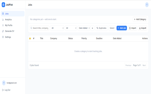 JobPilot :: Save jobs and get AI suitability analysis. Sync with your JobPilot account.