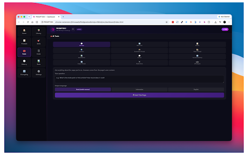 PROMPTDEX :: Optimize and sharpen your AI prompts right in the chat page — one click, no tab switching, no copy-paste.