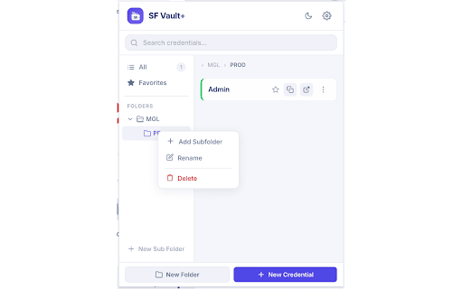 SF Vault :: Secure offline credential organizer with nested folders and login autofill for Salesforce professionals.