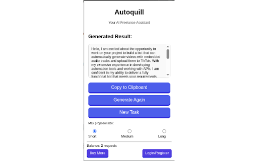 Autoquill :: AI Freelance Assistant. Generate proposals, emails, and more with AI.