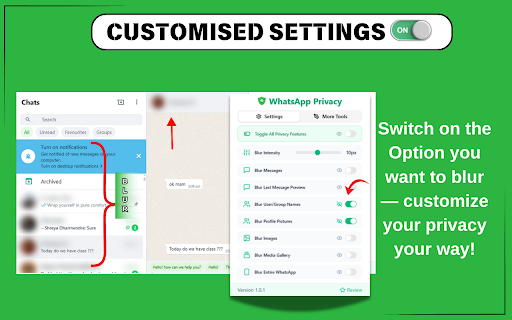 Privacy Extension for WhatsApp web :: Privacy extension for WhatsApp web. Hides messages, media, profile pics until hover. Control privacy settings and protect your data.