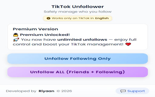 TikTok Unfollower Pro :: 🧹✨ Unfollow all your TikTok following or clean your entire following list, including friends, in just one click! 🚀🔥