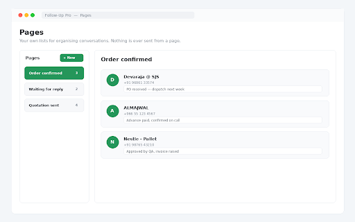 Follow-Up Pro for WhatsApp Web :: Never forget to follow up. Set reminders on your own WhatsApp Web chats and send them at a time you choose.