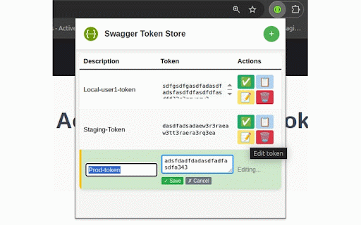 Swagger Token Store :: A productivity extension that manages and injects AuthBearer tokens into SwaggerUI with a single click—simplifying authentication.