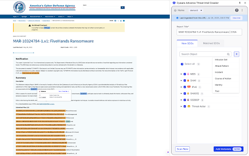 Cyware Advanced Threat Intel Crawler :: Extract and enrich threat intelligence from web pages and PDFs in real time to accelerate detection, investigation, and response