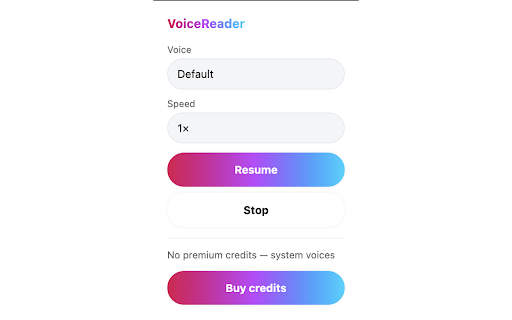 VoiceReader: Text to Speech & Read Aloud :: Free text to speech: read any web page aloud in natural voices. No API keys, no sign-up. Optional premium neural voices.