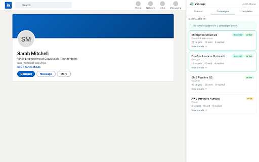 Vantage LinkedIn :: Vantage sales outreach integration for LinkedIn