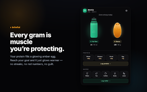 Brimful — GLP-1 Water & Protein Tracker :: Gentle water & protein tracker for life on GLP-1. Private & local-first — no account. Fill your day, gently.