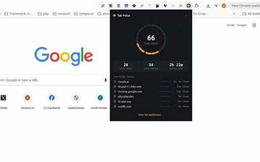 Tab Pulse — Tab & Site Activity Tracker :: Track active time and tabs locally. Tab budget, week trends, stale cleanup. 100% local — no browsing data uploaded.