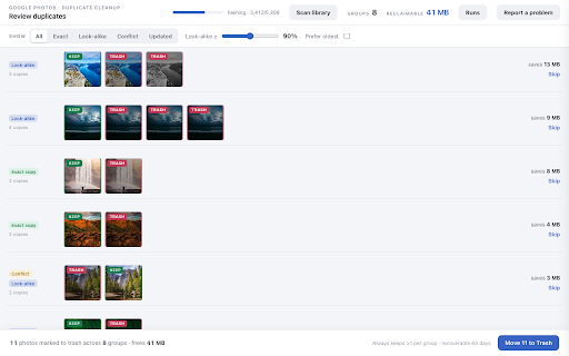 PhotoDeduper: Duplicate Photo Cleaner for Google Photos :: Find and delete duplicate photos in Google Photos, in place. On-device, trash-only, recoverable for 60 days.