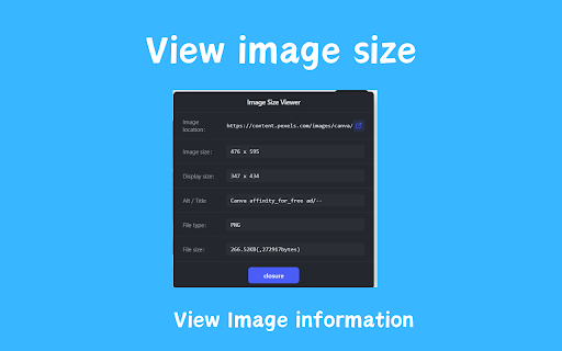 View image size :: Quickly view information such as image dimensions, file size, and file type using the right-click menu.
