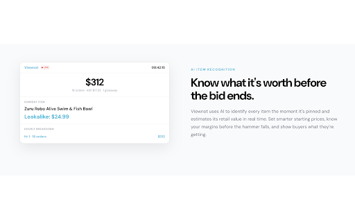 Viewnot for Whatnot :: Real-time live show analytics for Whatnot sellers. Track orders, revenue, units, and average selling price per hour — live.