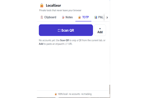 LocalGear — Private Clipboard, Notes, 2FA & Focus :: Private clipboard, encrypted notes, TOTP 2FA, P&L scenarios & a Pomodoro focus blocker — all local, nothing leaves your browser.