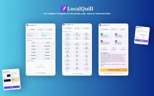 LocalQuill - Private AI Writing Assistant with Web Tools, OCR & Grammar :: Grammar, rewrites, OCR & web tools powered entirely by your own local LLM (Ollama, LM Studio, llama.cpp). No cloud, no telemetry.