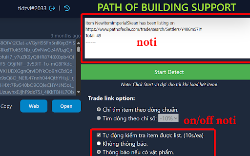 Path Of Building Support :: Extension helps optimize and support users in buying and selling items by scanning items in PoB.