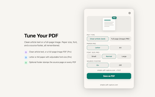 Simple PDF Capture :: Save any browser tab as a PDF.