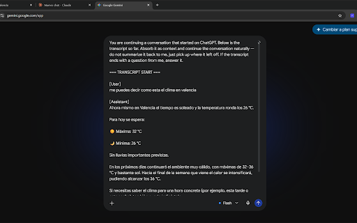 ThreadPort — Move & export AI chats: ChatGPT, Claude, Gemini & more :: Move the FULL conversation between ChatGPT, Claude, Gemini, Perplexity & Mistral in one click. Export to Markdown. No summarizing.