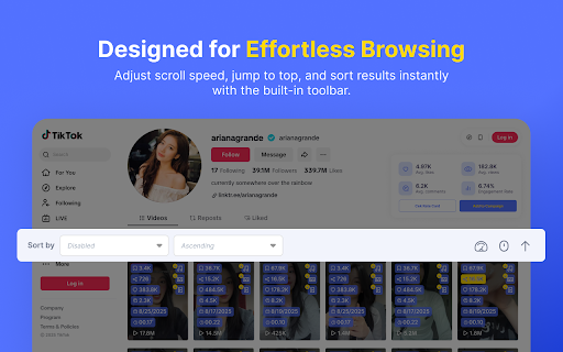 Check Engagement Rate Instagram & Tiktok by KOL.ID :: Sort and organize content on TikTok and Instagram by likes, comments, and other metrics - Powered by KOL.ID