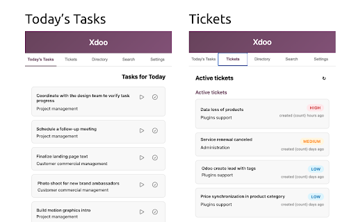 Xdoo - Odoo Helper Extension :: Extensión para conectar con Odoo y gestionar tareas, tiempos y búsquedas
