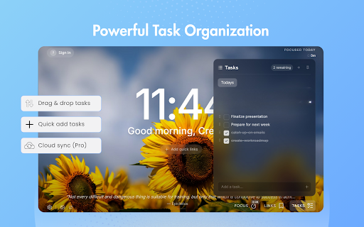 BaseTab - Productive New Tab :: Transform your new tab into a beautiful productivity dashboard with tasks, Pomodoro timer, weather, quotes & stunning backgrounds.