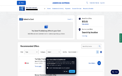 CardOffersAI Offer Sync :: Sync Amex, Chase, Bank of America, and Capital One offers from your issuer accounts into CardOffersAI.