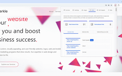 Playful Sparkle SEO Audit :: A lightweight SEO audit tool that analyzes your webpage for key SEO factors, improving SEO, user engagement, and performance.