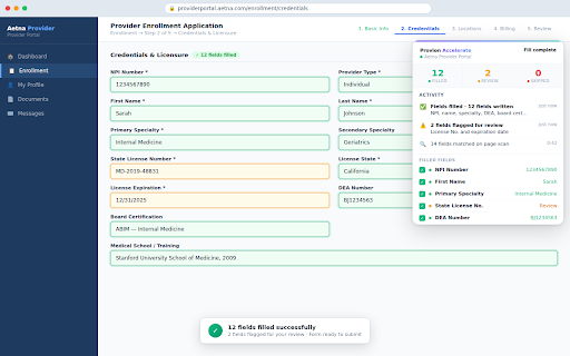 Provion Accelerate :: Human-in-the-loop portal assist for Provion enrollment workflows.