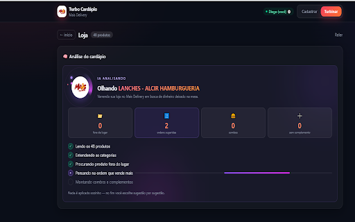 Turbo Cardápio — Mais Delivery :: Cadastra e mantém cardápios no painel Mais Delivery a partir do app Turbo Cardápio, sempre sob aprovação do usuário.