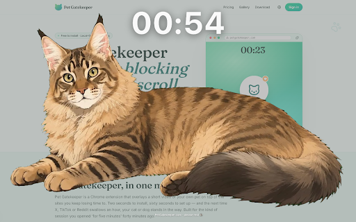 Pet Gatekeeper — Cat & Dog Focus Break Timer :: Scrolling too long? Pet Gatekeeper hijacks your screen with cute cat and dog videos to force a break.