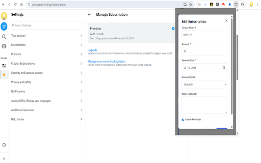 Smart Subscription Tracker & Reminder :: Track and manage all your subscription payments with timely renewal reminders